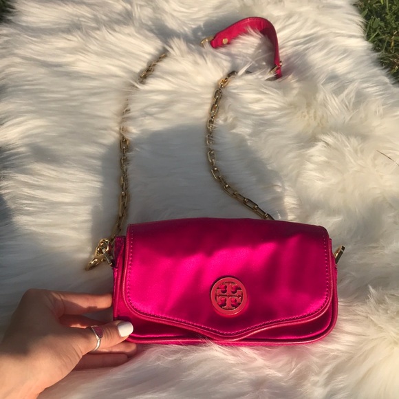 Tory Burch Handbags - Tory Burch pink sateen crossbody